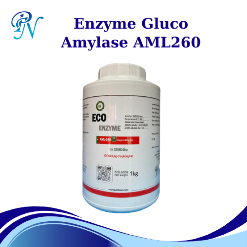 Enzyme Gluco Amylase AML260 - Dùng Trong Sản Xuất Rượu, Bia, Bánh Mì, Các Thực Phẩm Lên Men Khác - Chai 1kg
